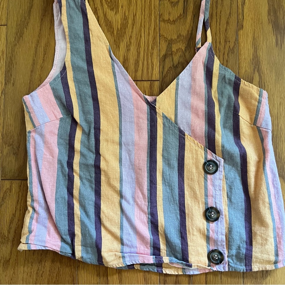 Les lis Vertical Striped Asymmetrical Women's Top crop shirt small s - Picture 3 of 9